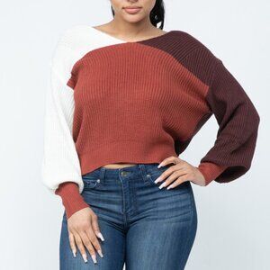 Colorblock Twisted Back Sweater